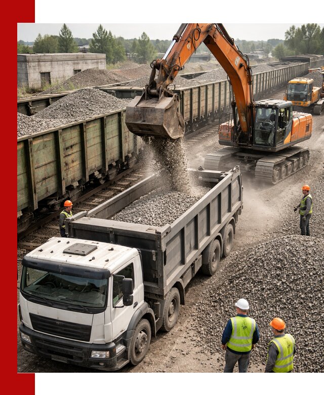 Железнодорожный щебень фракция 25–60 для поставок в Владикавказе