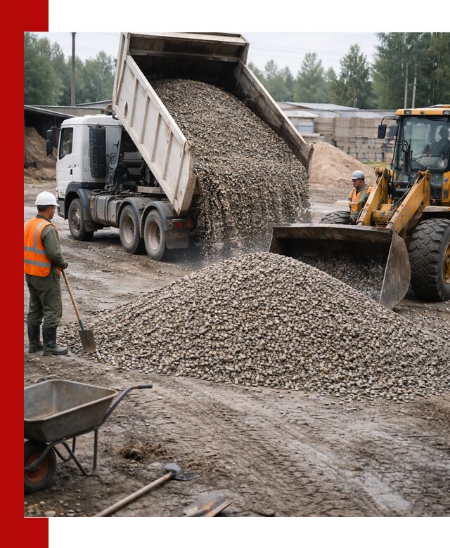 Мытый гравий с доставкой в Владикавказе от карьера до участка