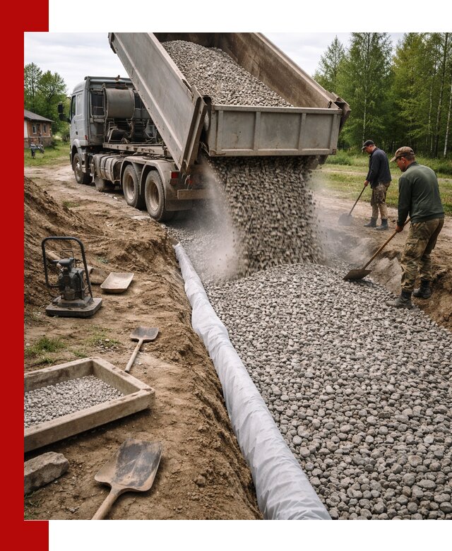 Гравий для дренажа с доставкой в Владикавказе качественный и недорогой