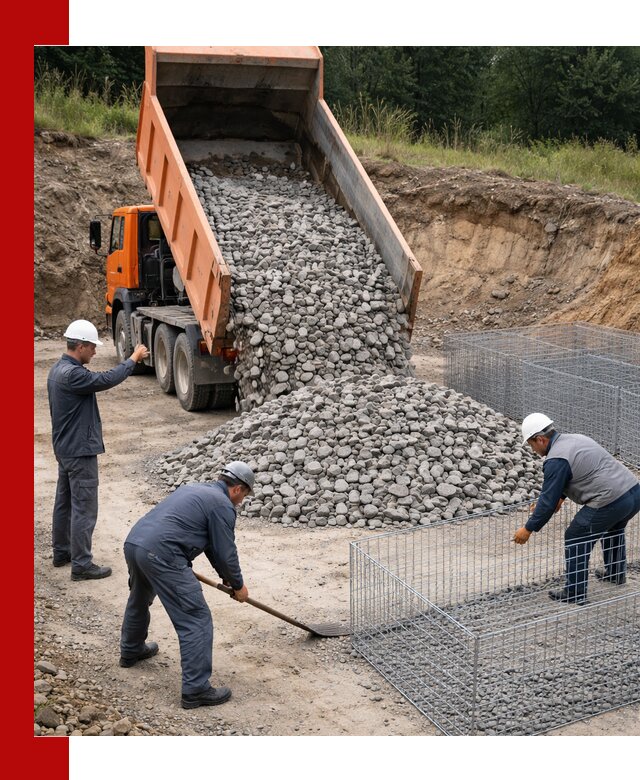 Камень для габионов с доставкой в Владикавказе быстро и надёжно