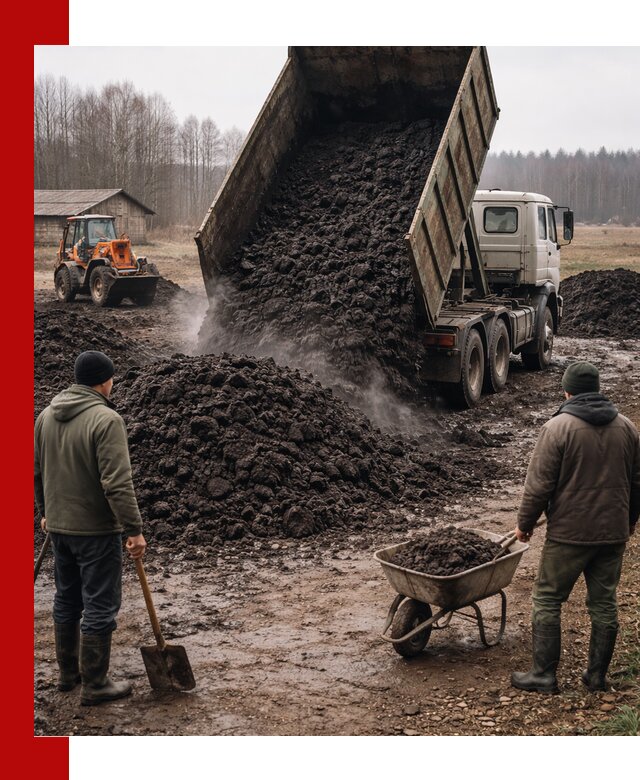 Доставка низинного торфа с разгрузкой и доставкой в Владикавказе