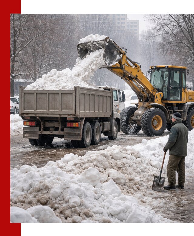 Вывоз снега грузовой техникой в Владикавказе оперативно и чисто