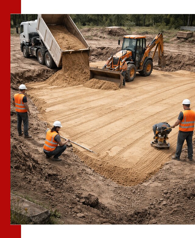 Устройство песчаной подушки для фундаментов и дорог в Владикавказе